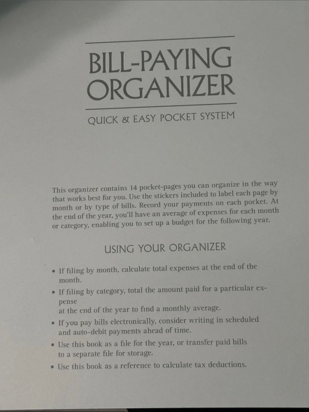 💵💸📖📒STAY ORGANIZED! Bill-Paying Organizer Spiral Binder - Blue, Green, Cream
